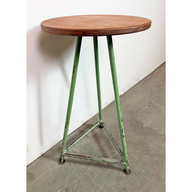 Brown Industrial Green Workshop Stool, 1960s For Sale - Image 8 of 15