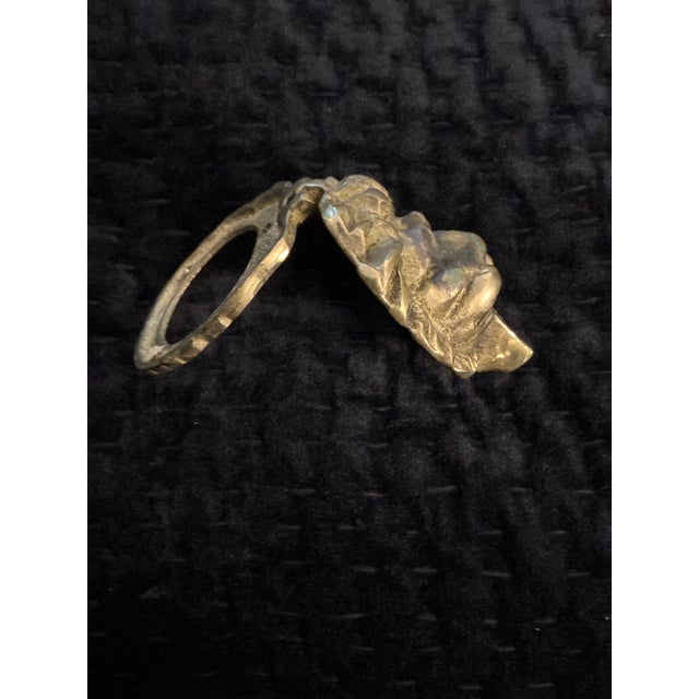 Antique Grass, Lion Head Escutcheon Door Knocker For Sale - Image 4 of 4