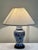 7" in diameter x 19" tall without the harp (24.5" with harp and finial) Wood base. Ceramic body. Harp and finial show...
