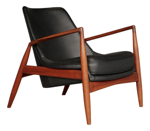 Seal Easy Chair in Leather and Teak by Ib Kofod-Larsen for OPE, Sweden, 1960s
