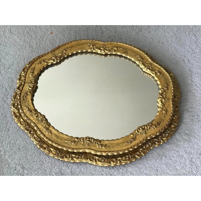Italian Baroque Oval Gilt Gesso Woo Mirror, 1930s For Sale - Image 4 of 4