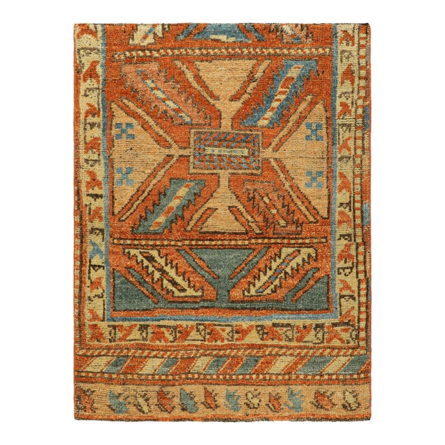Rug & Kilim's Custom Oriental Rug with Rust and Slate Tribal Medallion For Sale