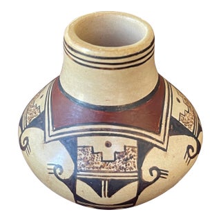 Native American Hopi Tewa Miniature Polychrome Clay Sikyatkirevival Pot For Sale
