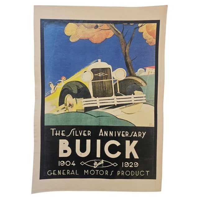 Blue Art Deco Buick Automobile Advertising Poster, 1930s For Sale - Image 8 of 8