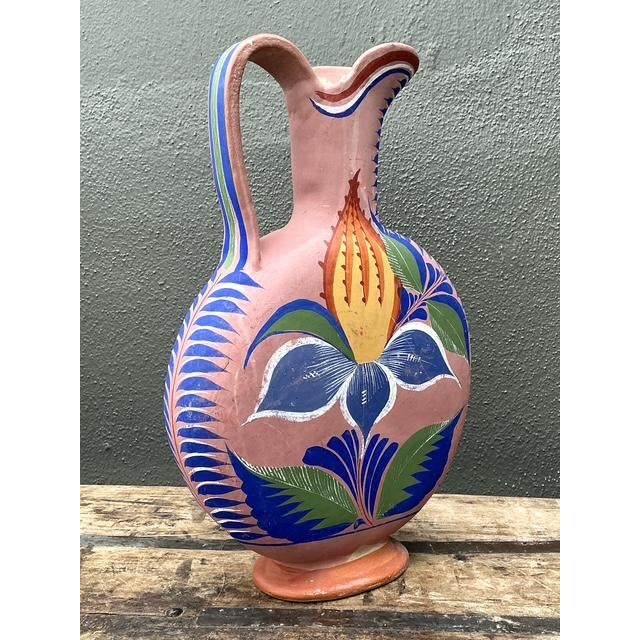 Vintage Mexican Hand Painted Pitcher For Sale - Image 9 of 12