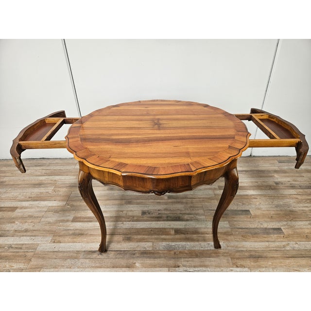 Baroque Style Table in Carved Walnut with Side Drawers, 1960 For Sale - Image 9 of 16