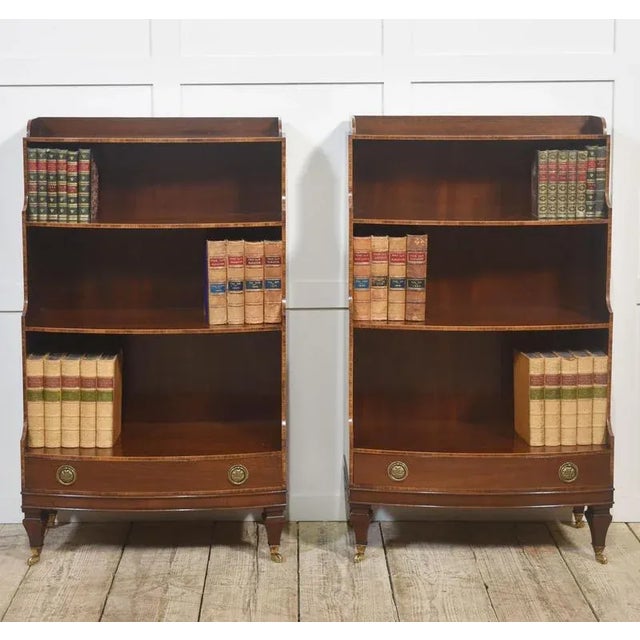 Mahogany Inlaid Open Bookcases, 1890s, Set of 2 For Sale - Image 5 of 18
