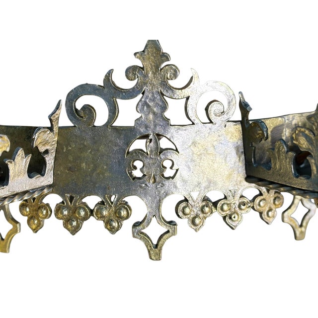 Silver 1927 Spanish Revival Semi Flush Chandelier With Original Polychrome Finish For Sale - Image 8 of 14