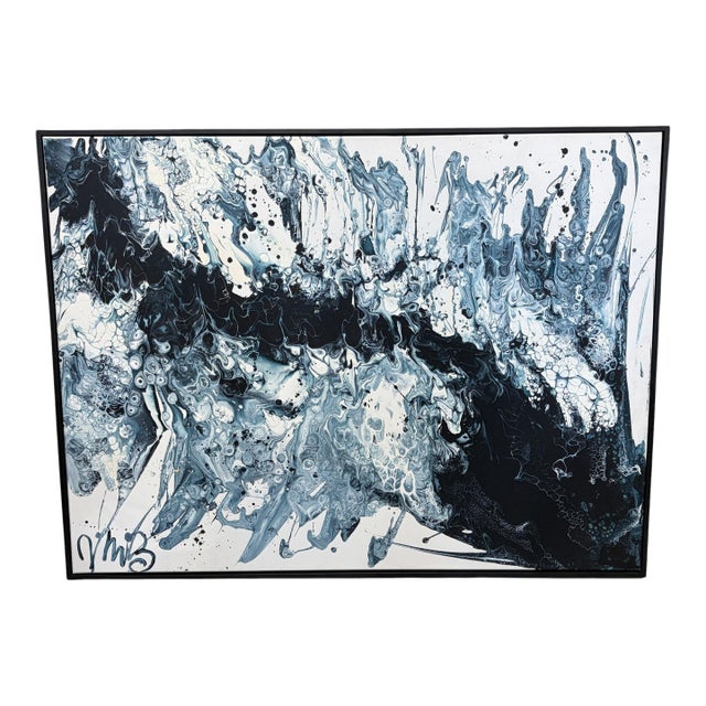 Fluid Acrylic Art on Stretched Canvas on a Wood Frame 49" by 37" For Sale