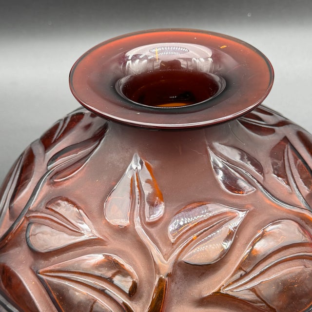 Glass Amber Glass Sophora Vase by R. Lalique, 1926 For Sale - Image 7 of 11