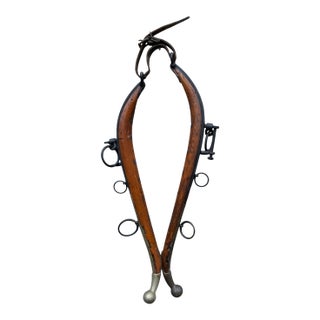 Antique u.s. Hame Co. Buffalo Ny Mule Hames – Original Wooden & Iron Harness Pair c.1900–1925 – Rustic Farmhouse Wall Decor For Sale