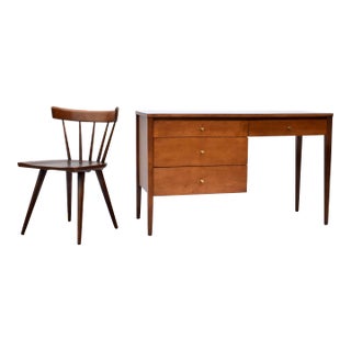 Mid-Century Modern Paul McCobb Desk and Chair Set, Birch and Laminate For Sale