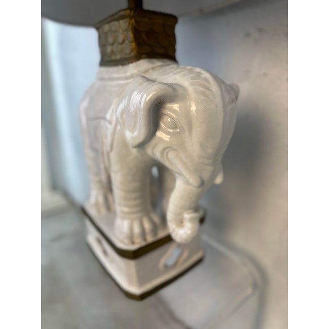1960s Vintage Italian Elephant Lamp With Shade For Sale - Image 5 of 7