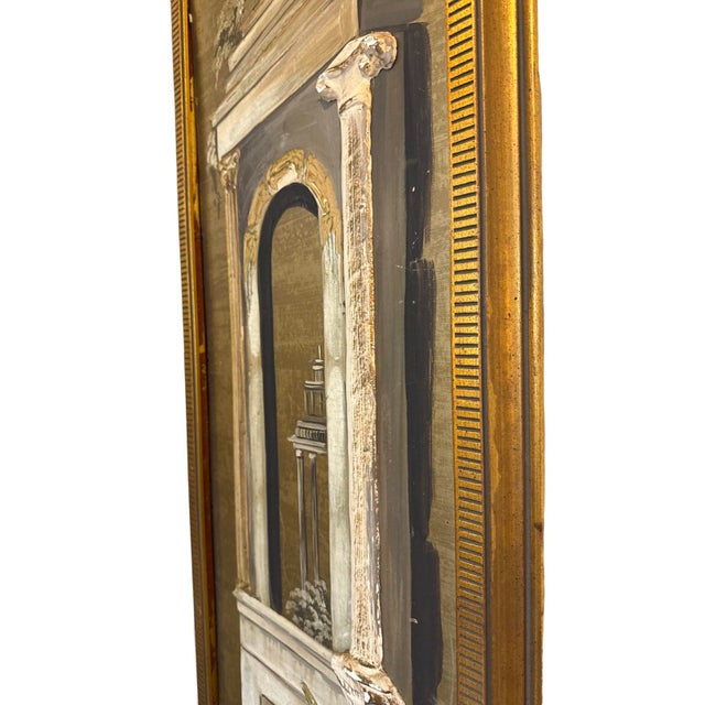 Italian Antique Italian Architectural Relief Painting of a Roman Arch. For Sale - Image 3 of 4