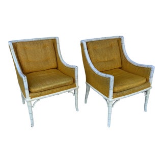 Faux Bamboo Arms Chairs a Pair For Sale