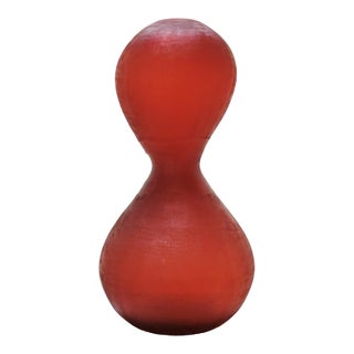 Vintage Red Biomorphic Hourglass Vase Attributed to Cristiano Bianchin For Sale