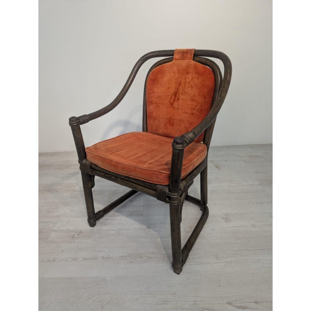 Vintage Upholstered Rattan Armchair For Sale - Image 11 of 18