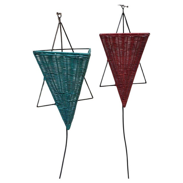 Mid-Century Wall Sconces in Iron and Rattan, 1960s, Set of 2 For Sale - Image 14 of 14