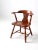 This is a 1950s vintage tavern dining chair. The wood captain's chair features an hour glass shaped splat back with turned...