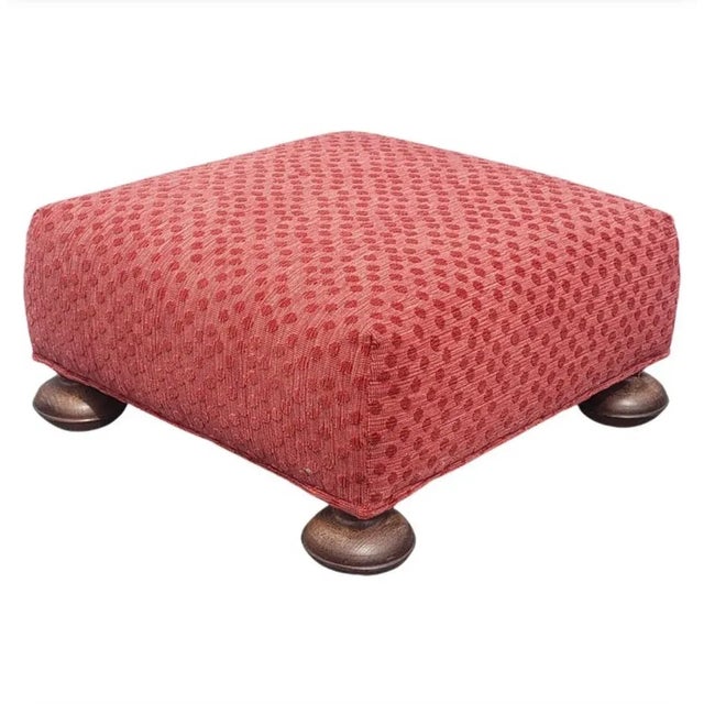 William IV Late 20th Century William and Mary Style Upholstered Footstool Ottoman For Sale - Image 3 of 6