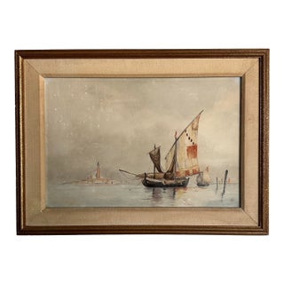 Antique Watercolor Seascape by Maybelle Bayley Copp; Signed Late 1800s Painting For Sale