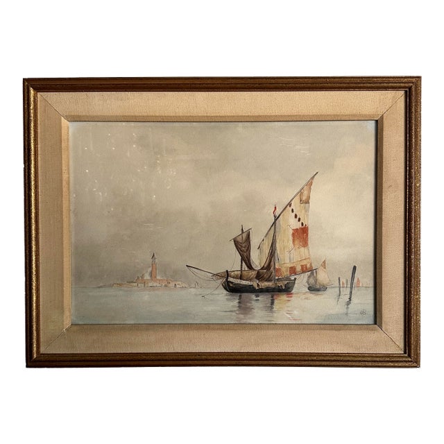 Antique Watercolor Seascape by Maybelle Bayley Copp; Signed Late 1800s Painting For Sale