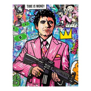 Jozza, Al Pacino Scarface, Original Painting on Canvas, 30x24 Inches Stretched, 2025 For Sale