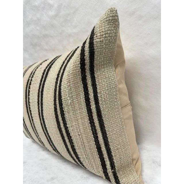 Contemporary Turkish Hemp Pillow Cushion Natural Beige Black Pillow Cushion Cover 16" x 24" For Sale - Image 3 of 4