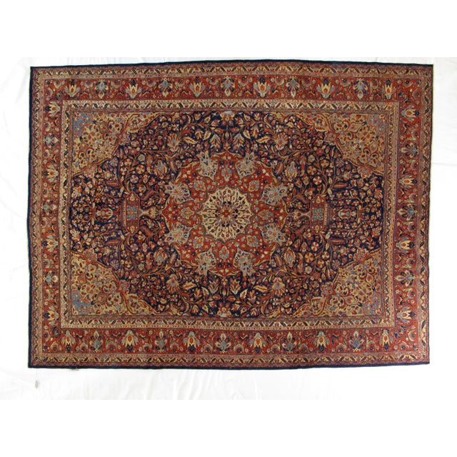 Wool pile genuine hand woven antique Persian Sarouk Ferahan carpet-