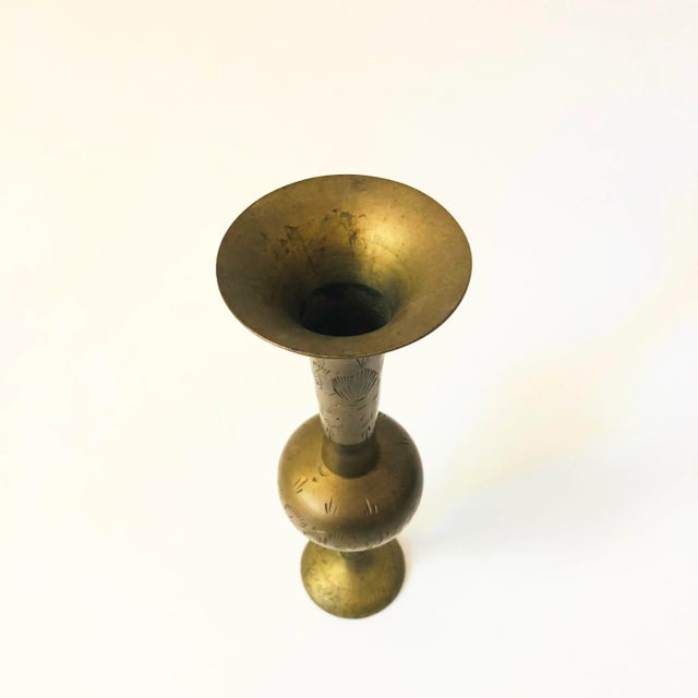 Etched Brass Vase For Sale - Image 4 of 6