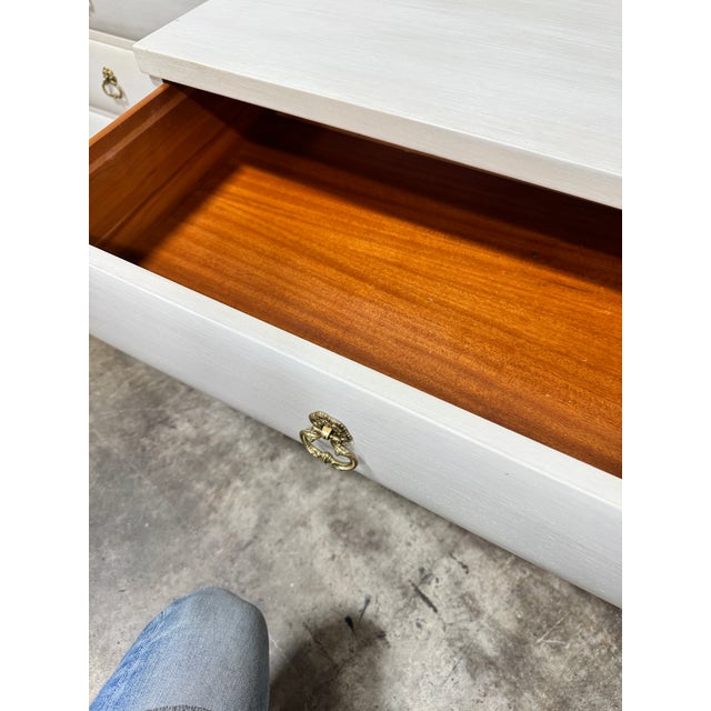 White Vintage Red Lion Dorothy Draper Styler 3 Drawer Chests - A Pair For Sale - Image 8 of 12