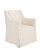 From sh-chic to chic sophistication, the neatly tailored slipcover chair is covered in a over scale mattress ticking...