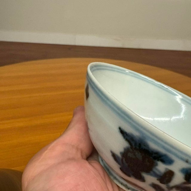 Qing Dynasty Antique Chinese Blue and White Porcelain Tea Bowl For Sale In Seattle - Image 6 of 14