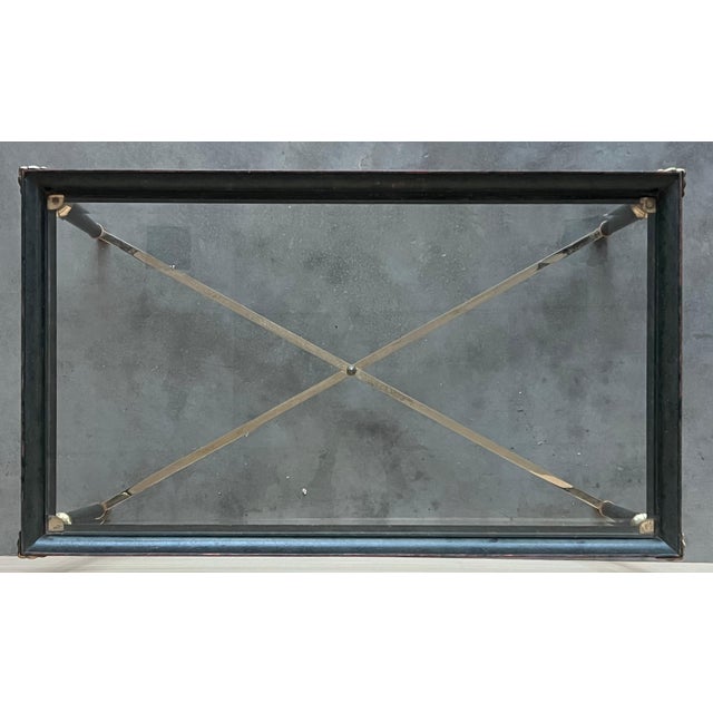 Mid 20th Century Mid Century Rectangular Coffee Table, Green Iron with Bronze and Brass Details For Sale - Image 5 of 18