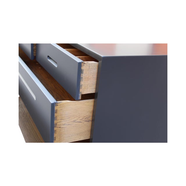 1960s Pair of Mid-Century Modern Chest of Drawers by Dunbar – Restored in Two-Tone Gray Satin Finish For Sale - Image 12 of 12