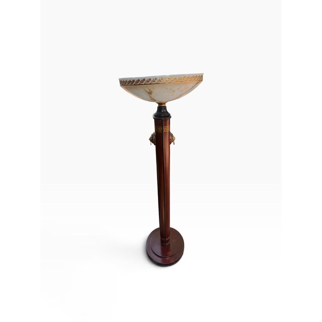 Infinity Furniture Import Empire Neoclassical Alabaster & Bronze Floor Lamp For Sale - Image 4 of 12