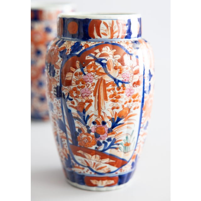 Paint Antique 19th Century Japanese Imari Porcelain Vases - A Pair For Sale - Image 7 of 12