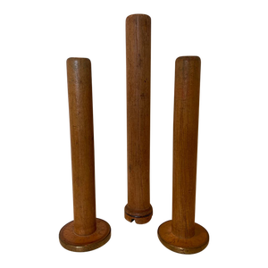 1920s Wooden Spool Candlesticks - Set of 3