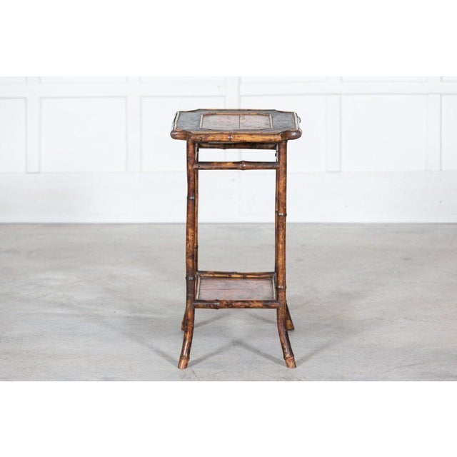 19th Century English Two Tier Tiger Bamboo Side Table, 1870s For Sale - Image 9 of 18