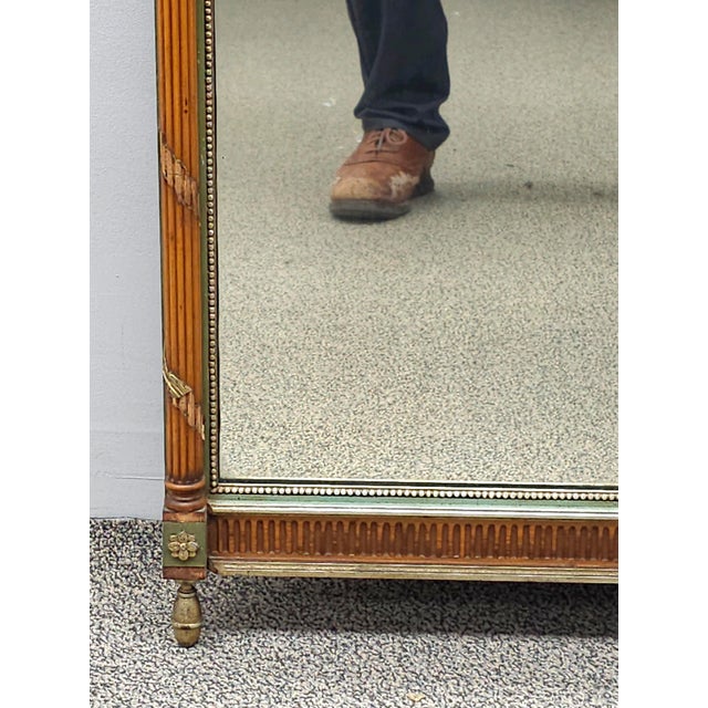 Mid 20th Century Mid 20th Century Neoclassical Style Fruitwood and Parcel Gilt Frame Ornamental Mirror For Sale - Image 5 of 9