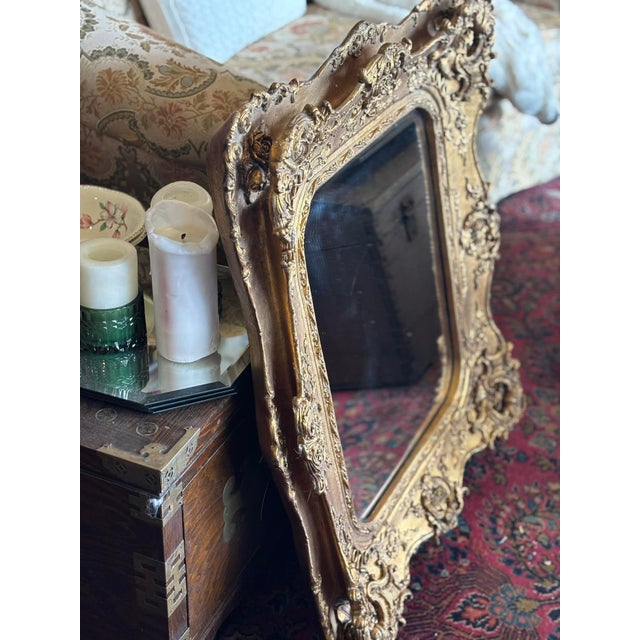 Wood Vintage Gold Rococo Style Wall Mirror For Sale - Image 7 of 8