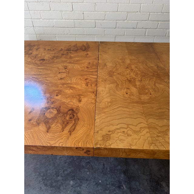 Mid-Century Milo Baughman Style Burl Wood Parsons Extension Dining Table by Lane For Sale - Image 10 of 15