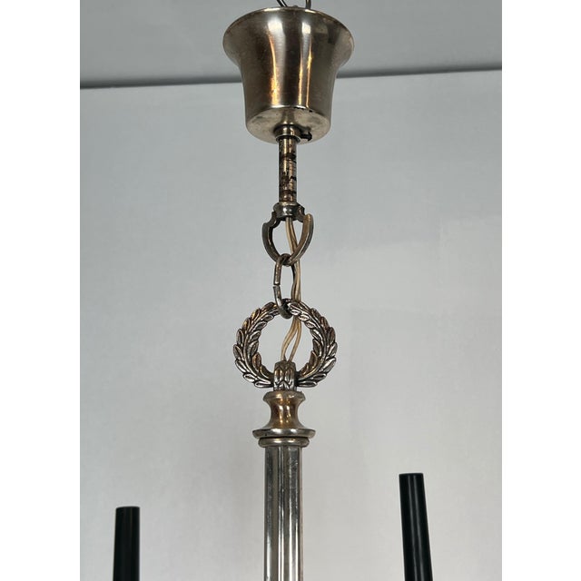 1940s Neoclassical style silver metal chandelier by Maison Charles For Sale - Image 4 of 12