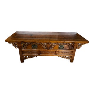 19th Century Carved Elmwood Altar Table For Sale