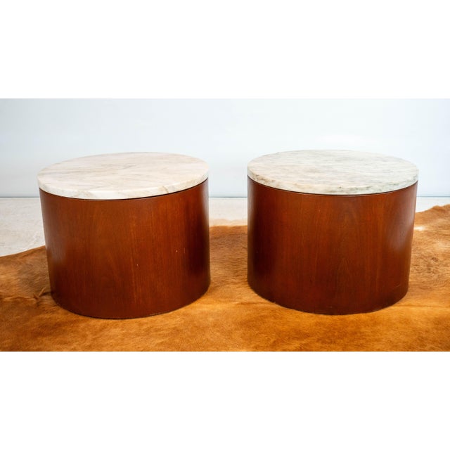 Mid-Century Modern 1980s Architectural Supplements for Habitat Carrara Marble Drums - A Pair For Sale - Image 3 of 18