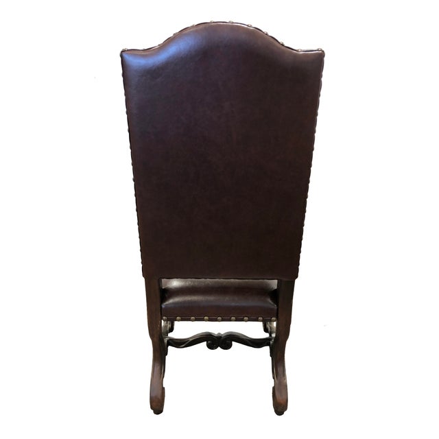 Traditional Louis French Country Leather Dining Chair With Arched High