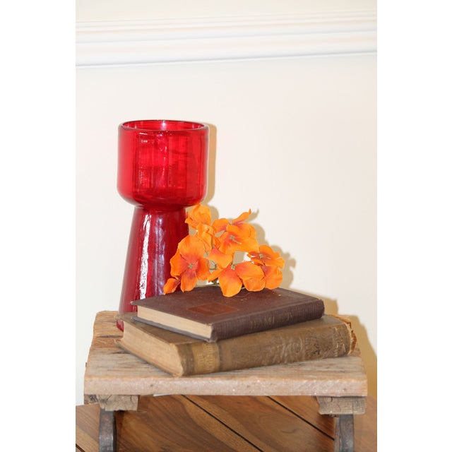 Crate & Barrel Vintage Crate & Barrel Studio Art Glass Candle Holder / Vase For Sale - Image 4 of 6