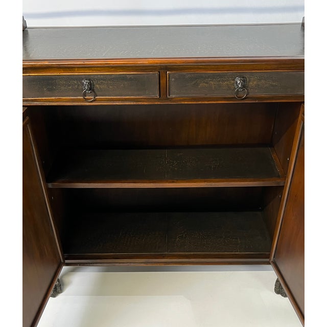 Theodore Alexander Attributed Regency Revival Leather-Top Sideboard With Gallery For Sale - Image 11 of 17