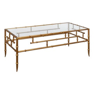 Faux Bamboo Metal Coffee Table by Sarreid LTD For Sale