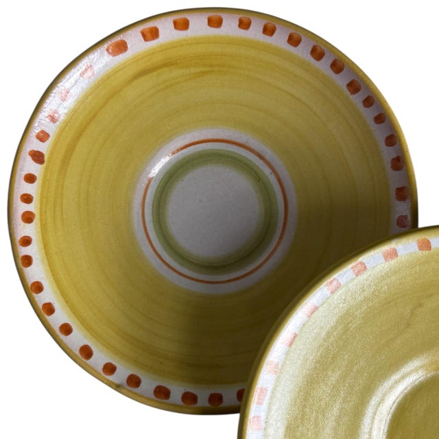 VIETRI Vintage Vietri Solimene Compagna Hand Painted Yellow Saucer Dessert Plates Set of 5 For Sale - Image 4 of 6